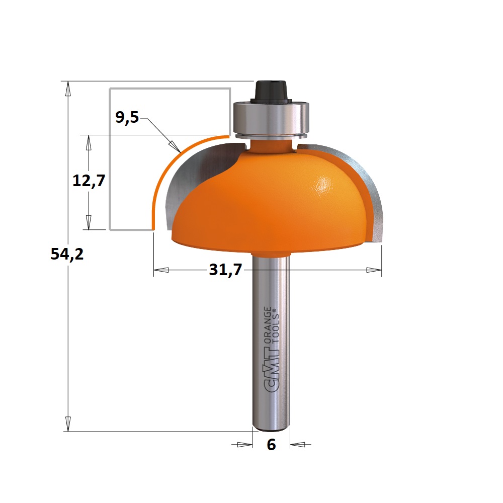 Fresa com Raio Convexo HW Ø31,7x9,5mm - marca CMT - Cód. 737.286.11